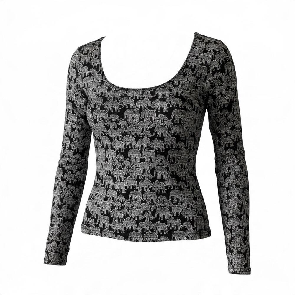 Chic Map to Mars Elephant Print Bodycon Crop Top NWT